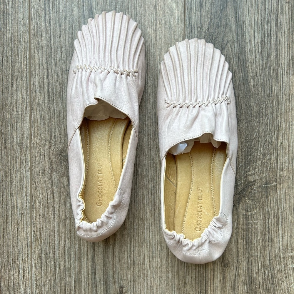 P401. Chocolat Blu Rose Pink Leather Slippers | 7